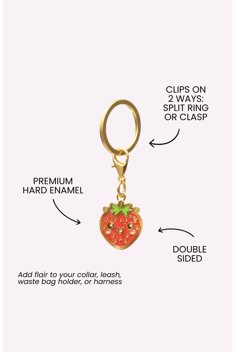 Strawberry Pet Collar Charm, Alternate, color, Strawberry
