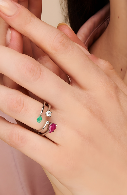 Little Sky Stone Serpentine Ring In Emerald