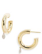 Meira T Diamond Disc Hoop Drop Earrings