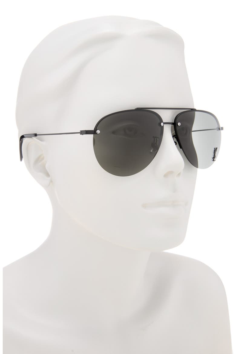 61mm Aviator Sunglasses, Alternate, color, BLACK BLACK GREY