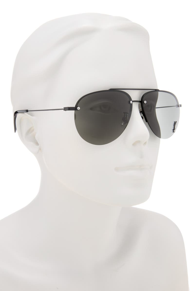 Saint Laurent 61mm Aviator Sunglasses, Alternate, color, Black Black Grey