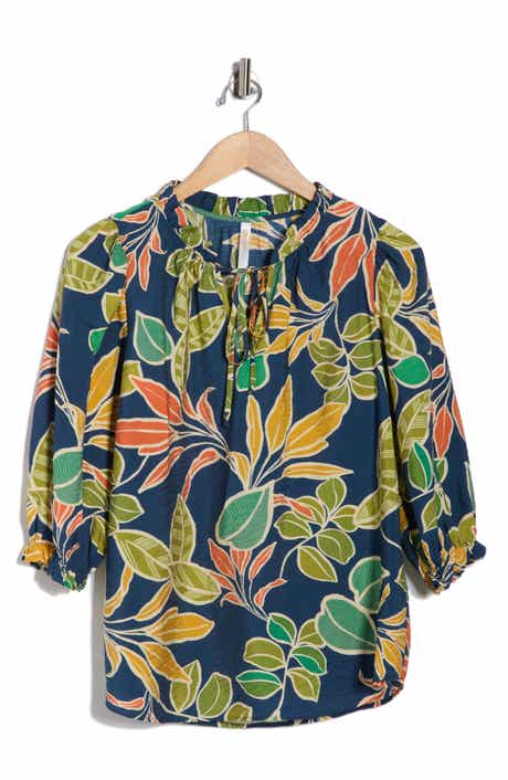 Renee C Leaf Print Top