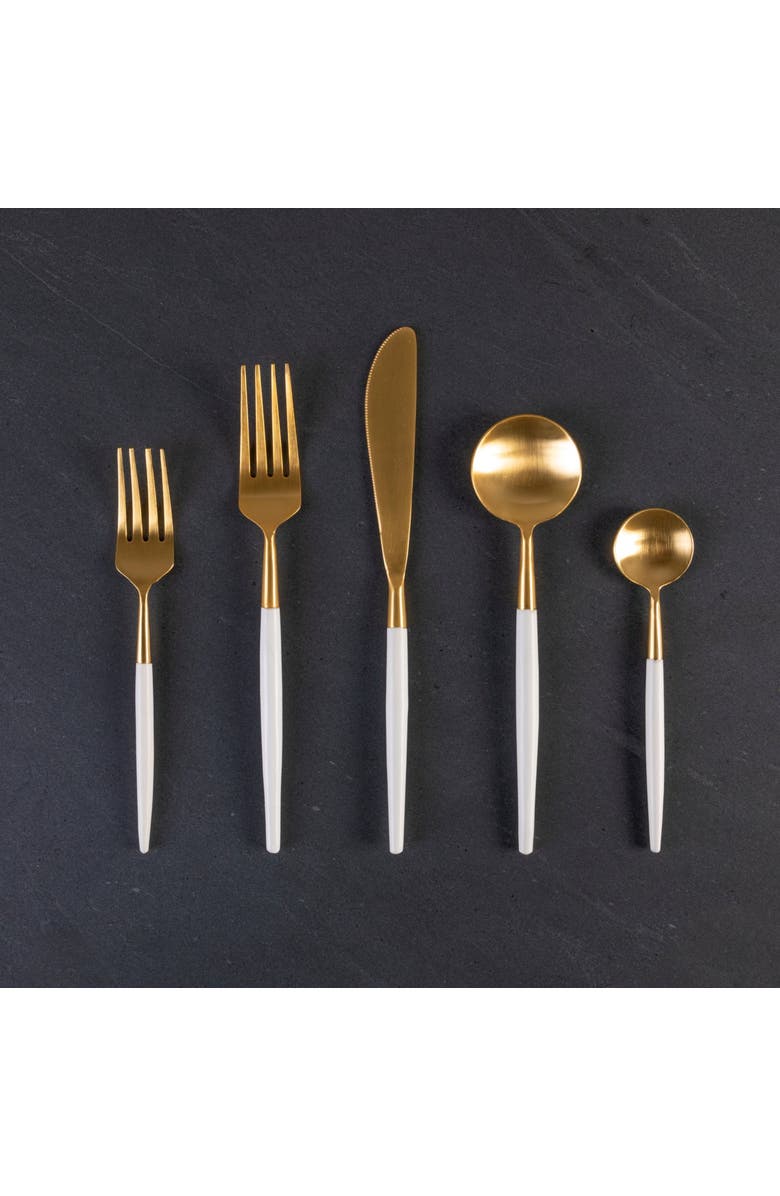 Be Home White and Gold Flatware Set, Alternate, color, White