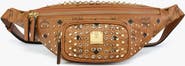 MCM Medium Fursten Belt Bag in Gold Crystal Visetos