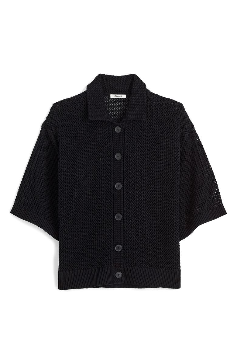 Madewell Open Stitch Button Front Cardigan, Alternate, color, True Black