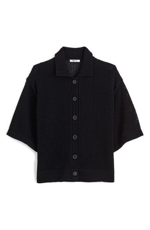 Madewell Open Stitch Button Front Cardigan In Black