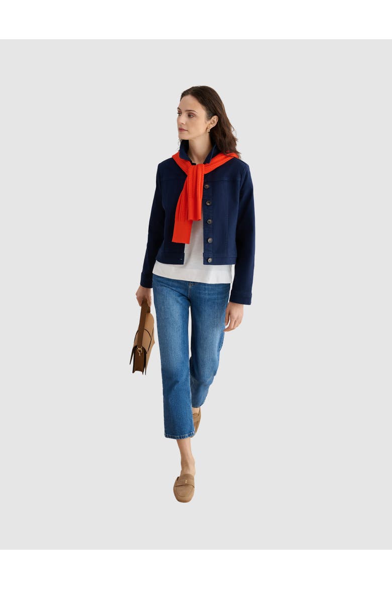 Selborne Boxy Cropped Denim Jacket, Alternate, color, Hobbs Navy