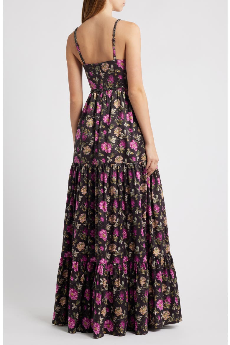 Tessa Floral Evening Gown, Alternate, color, BLACK MULTI
