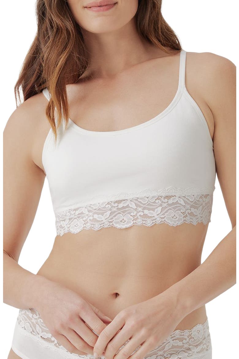 Lace Smooth Cup Bralette, Alternate, color, White