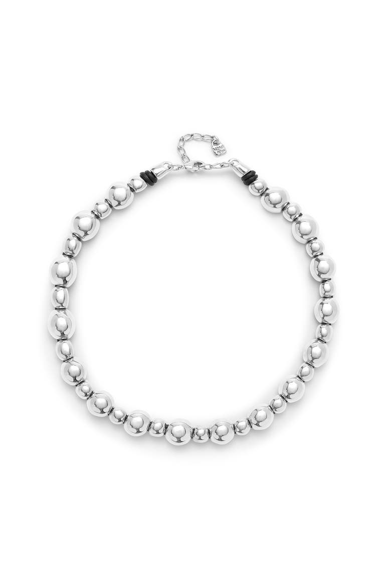 Polished Bead Necklace, Main, color, Silver