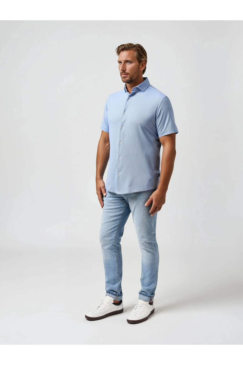 Core Techno Stretch SS Button-Up Shirt, Main, color, Navy