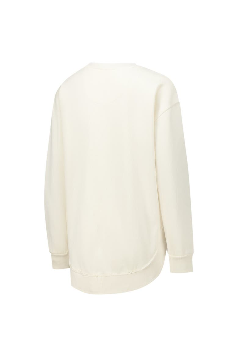 Women's Pressbox  Cream Michigan Wolverines Poncho Fleece Crew Sweatshirt, Alternate, color, Cream