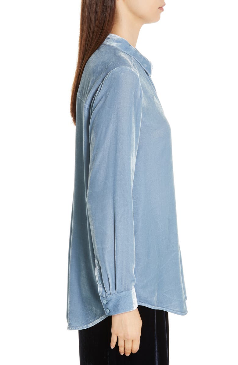 Eileen Fisher Classic Velvet Collar Shirt, Alternate, color, Haze