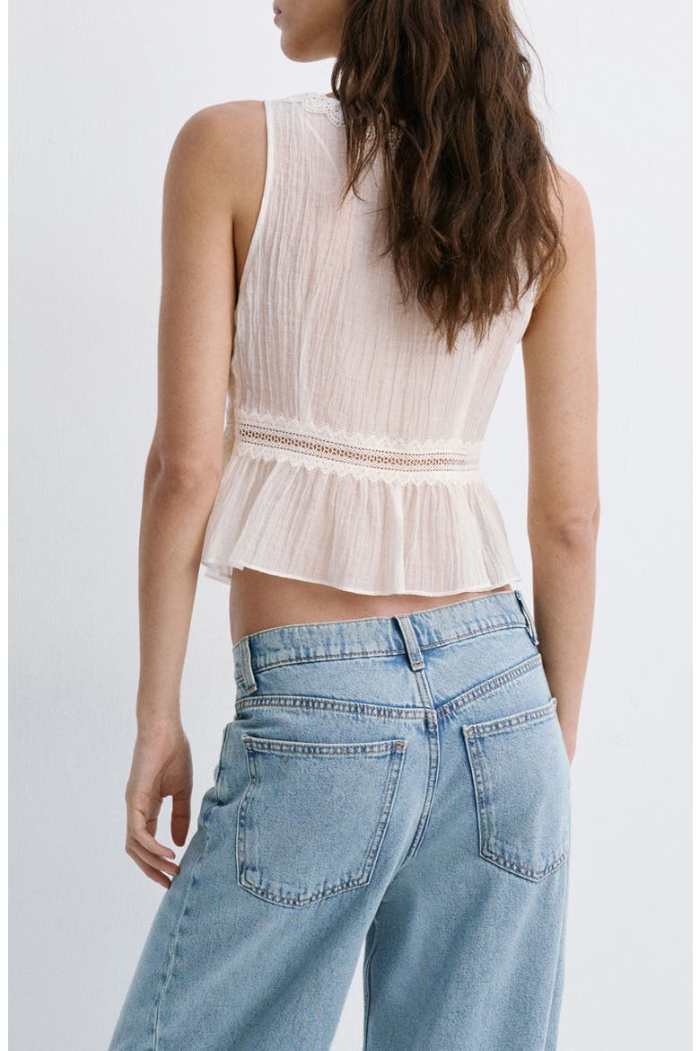 Elena Lace Peplum Top, Alternate, color, ECRU