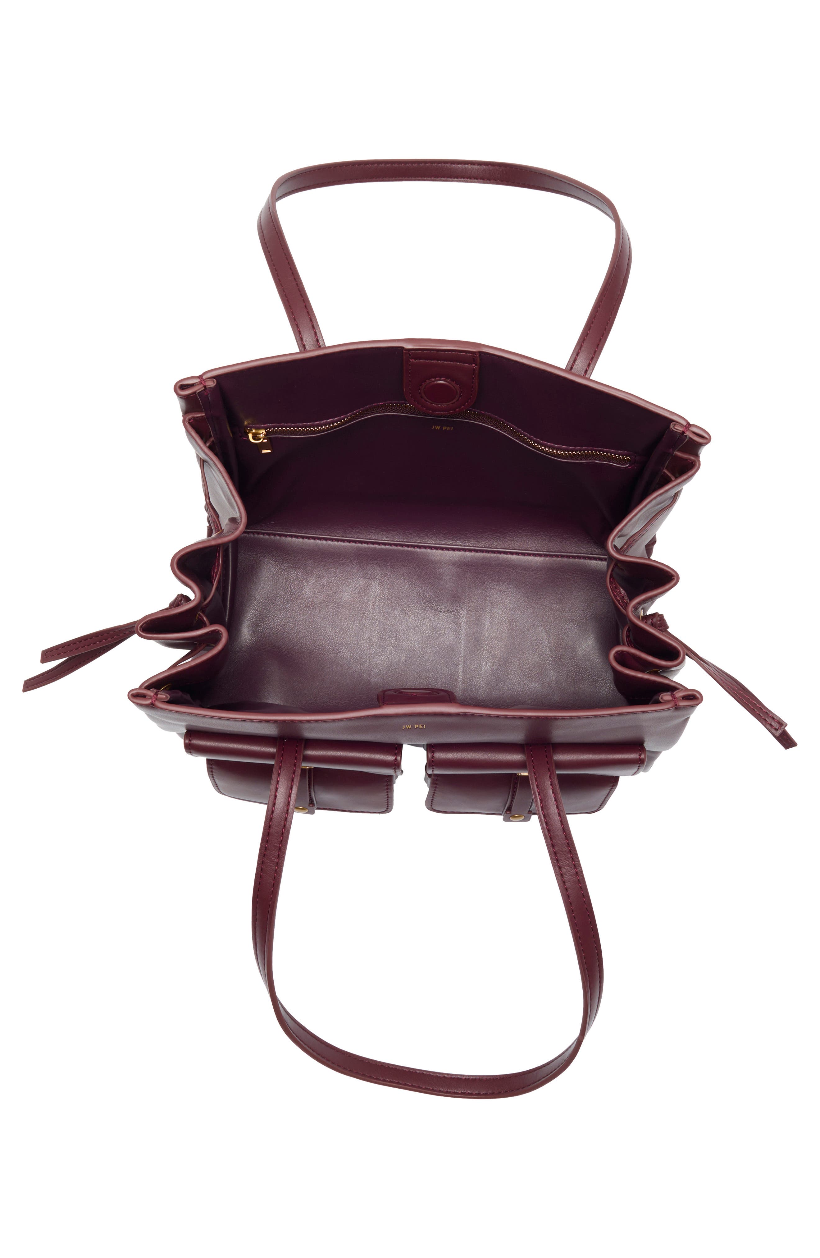 Linda Small Faux Leather Tote, Alternate, color, DEEP BURGUNDY