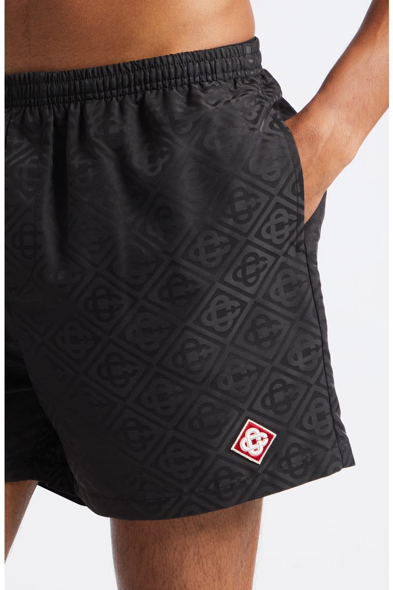 Diamond Logo Jacquard Swim Trunks, Alternate, color, MONOGRAM SWIM