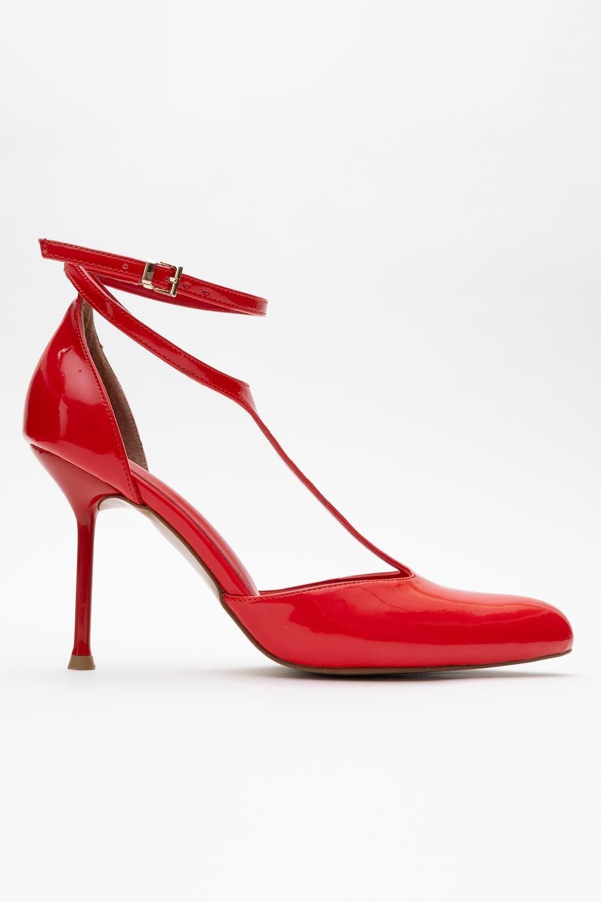 Jon T Strap Pump, Alternate, color, Red Patent