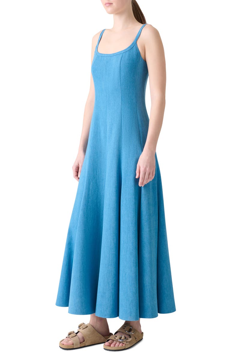 Akris punto Denim Maxi Dress, Alternate, color, Ice/ Creme