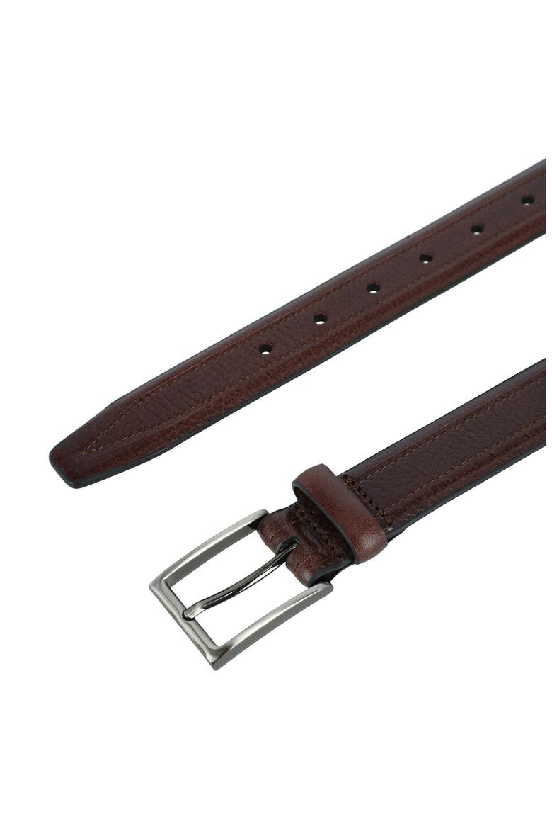 Stitched Detail Leather Belt, Alternate, color, BROWN-200