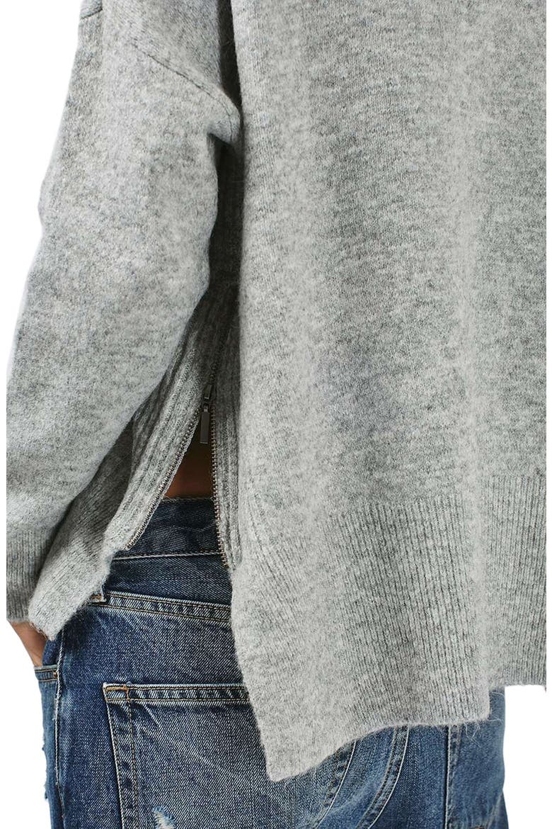 Zip Side Sweater, Alternate, color, GREY