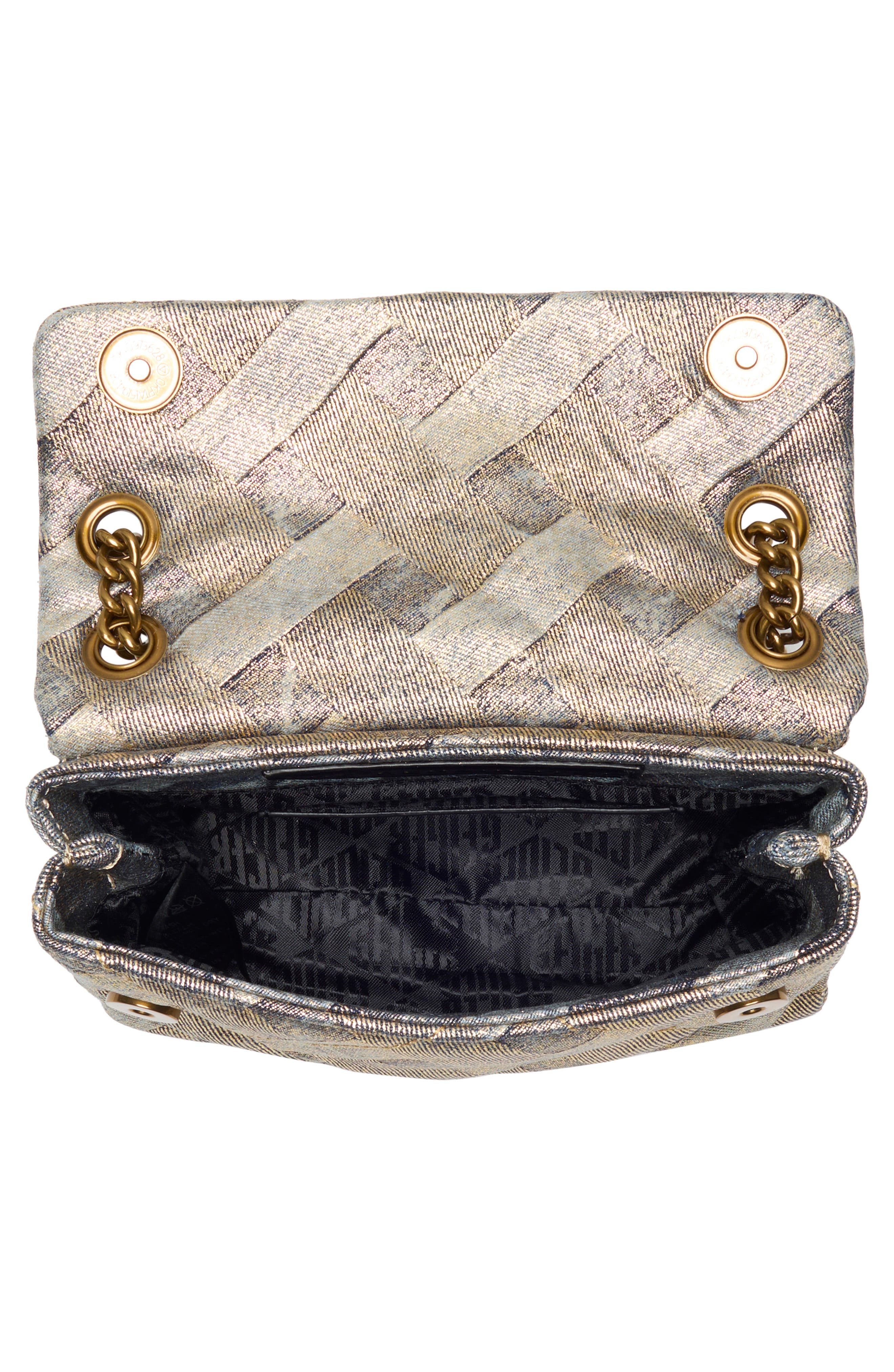 Kurt Geiger London Mini Kensington Quilted Convertible Shoulder Bag, Alternate, color, Gold Comb