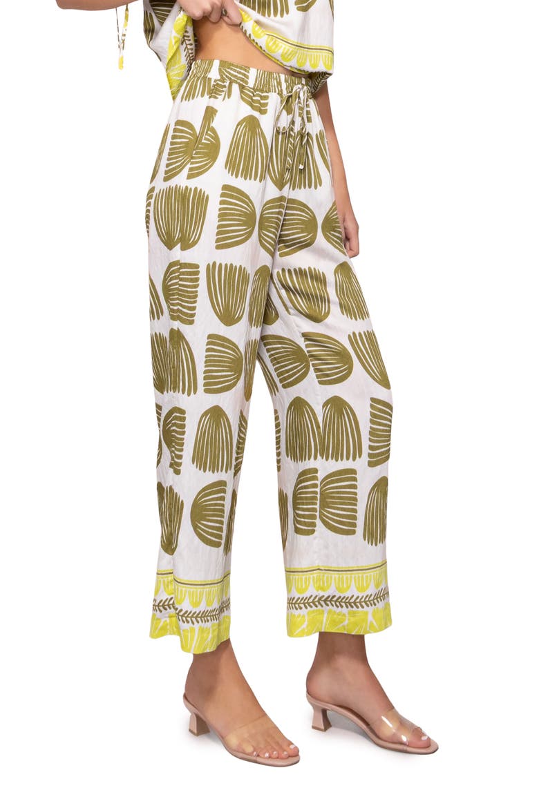 Abstract Print Wide Leg Pants, Alternate, color, CHARTREUSE/ WHITE SHELL