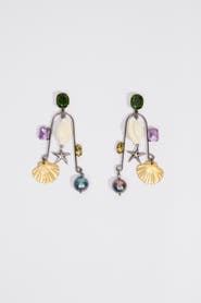 Bimba y Lola Aged Seashell And Crystals Earrings