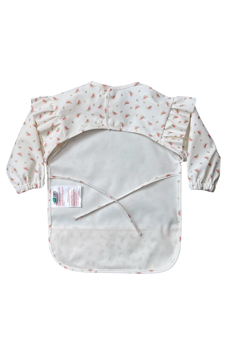Low-Pocket Ruffle Long Sleeve Bib Smock, Alternate, color, Rose Garden (2T-4T)