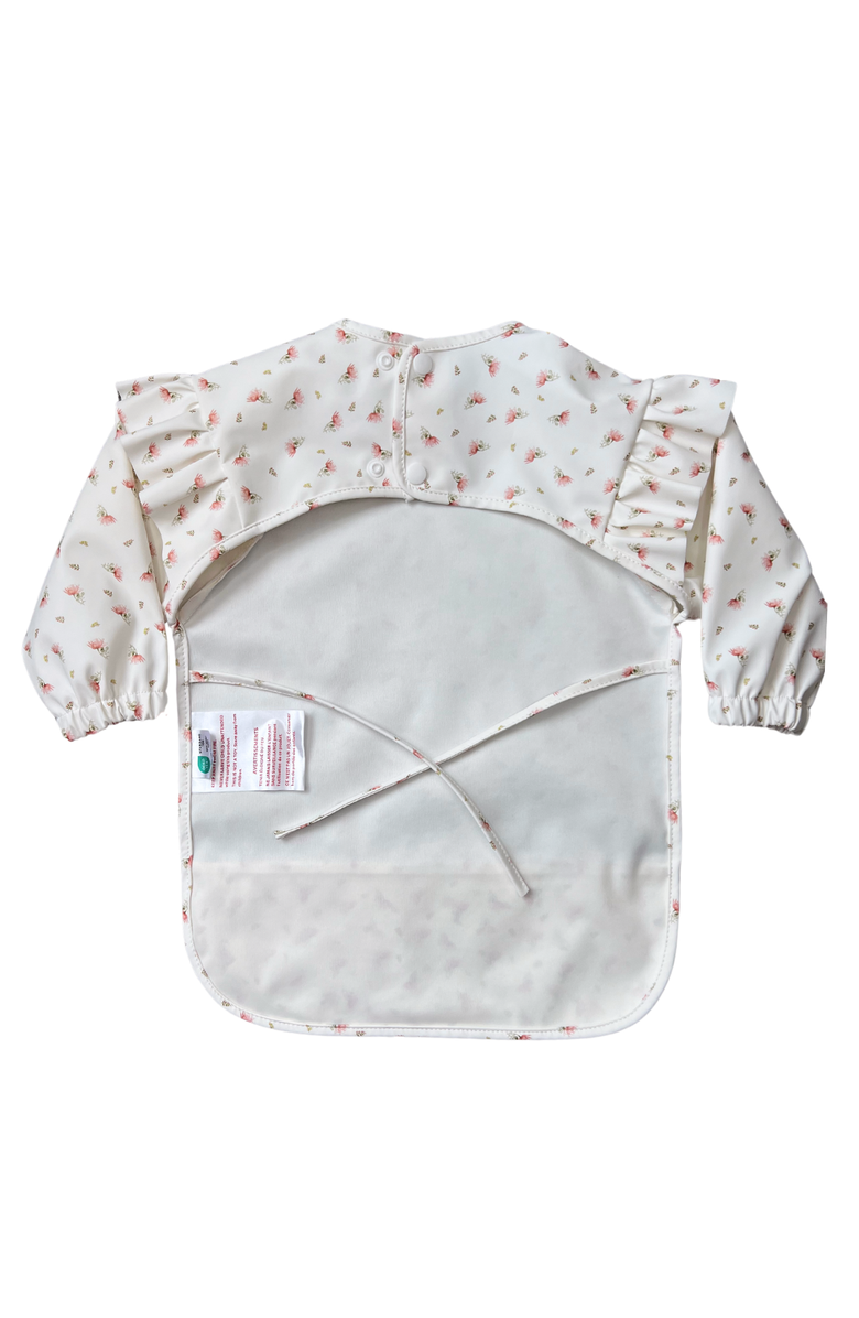Neferland Low-Pocket Ruffle Long Sleeve Bib Smock, Alternate, color, Rose Garden (6M-24M)