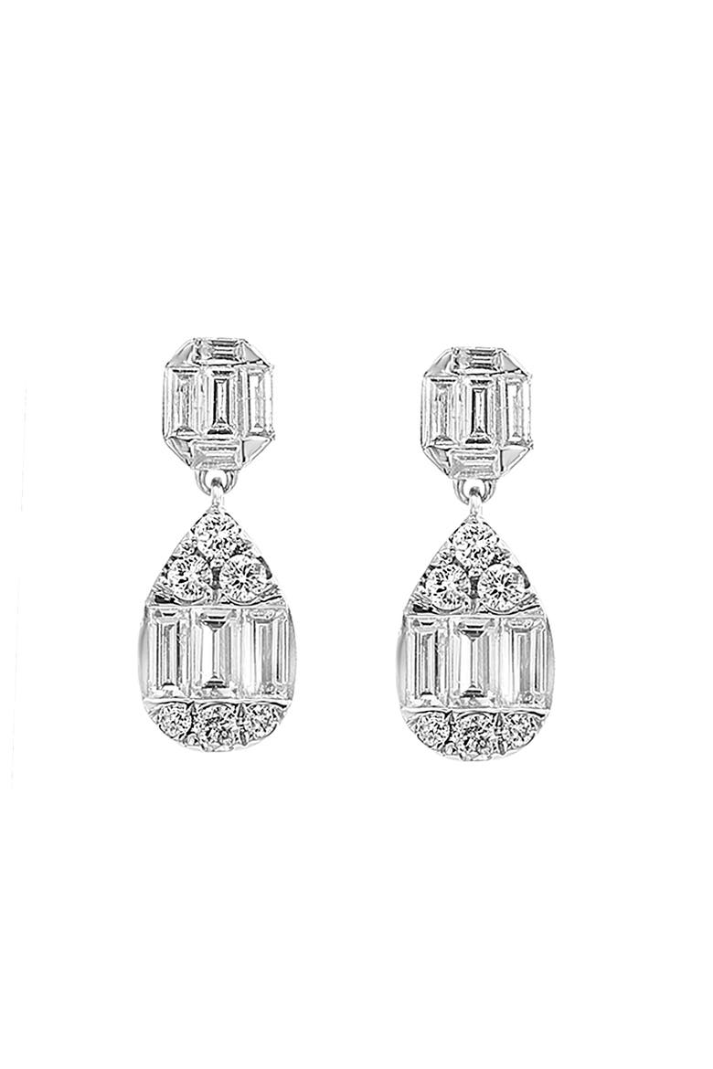 Vintage-Inspired Diamond Drop Earrings in 14K White Gold, Alternate, color, 14K White Gold