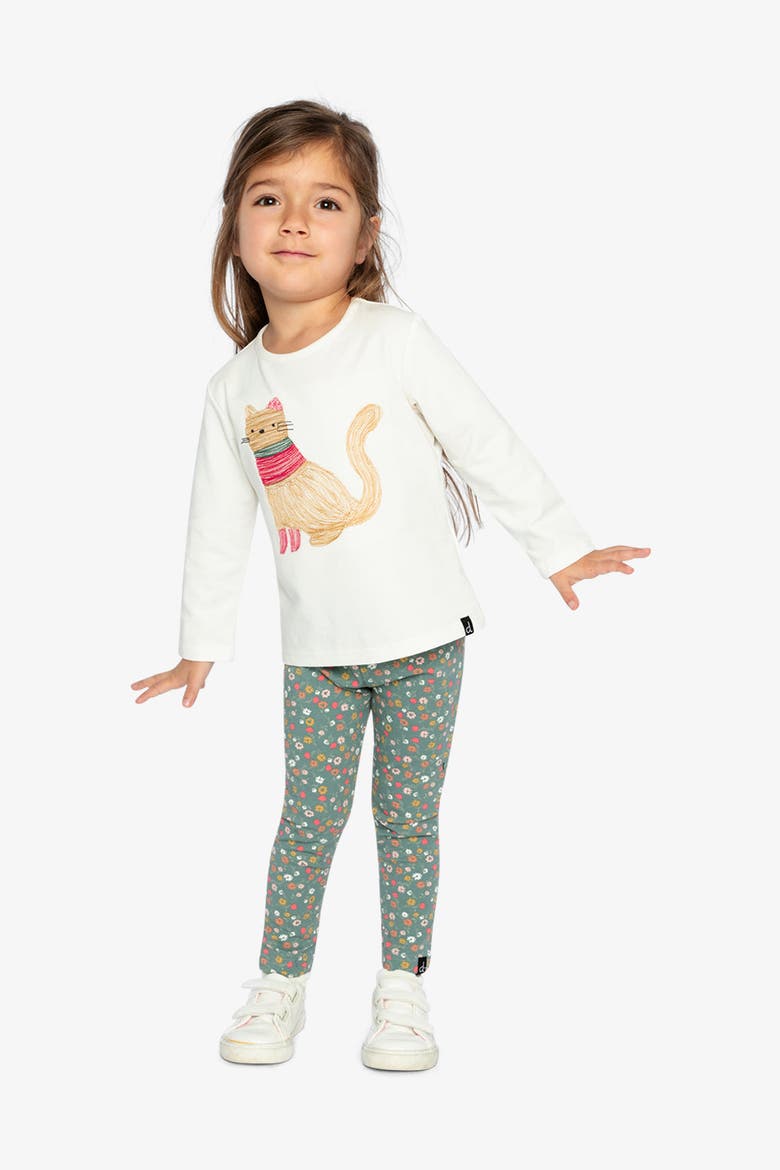 Organic Cotton Cat Embroidered Long Sleeve T-Shirt, Alternate, color, Off-White