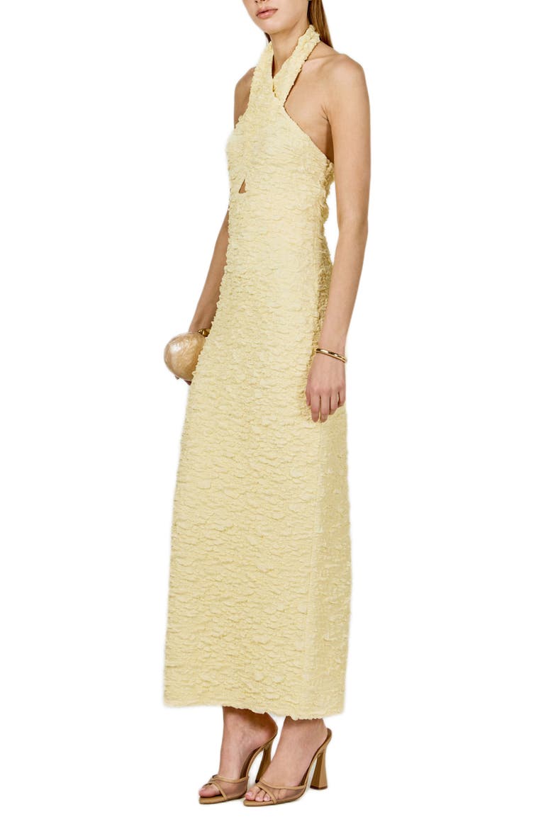 Crossover Neck Halter Dress, Alternate, color, BUTTER YELLOW