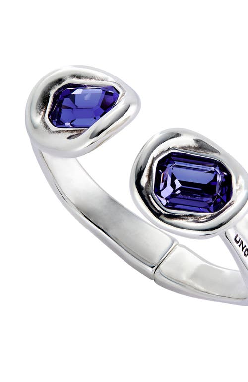 Unode50 Rigid Sterling Silver-plated Bracelet With Two Purple Crystals In Metallic