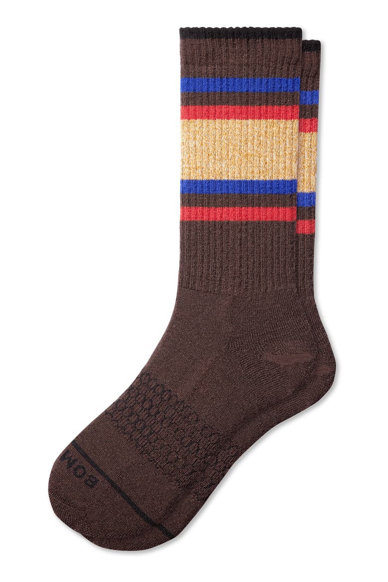Multistripe Marl Wool Blend Crew Socks, Main, color, ESPRESSO
