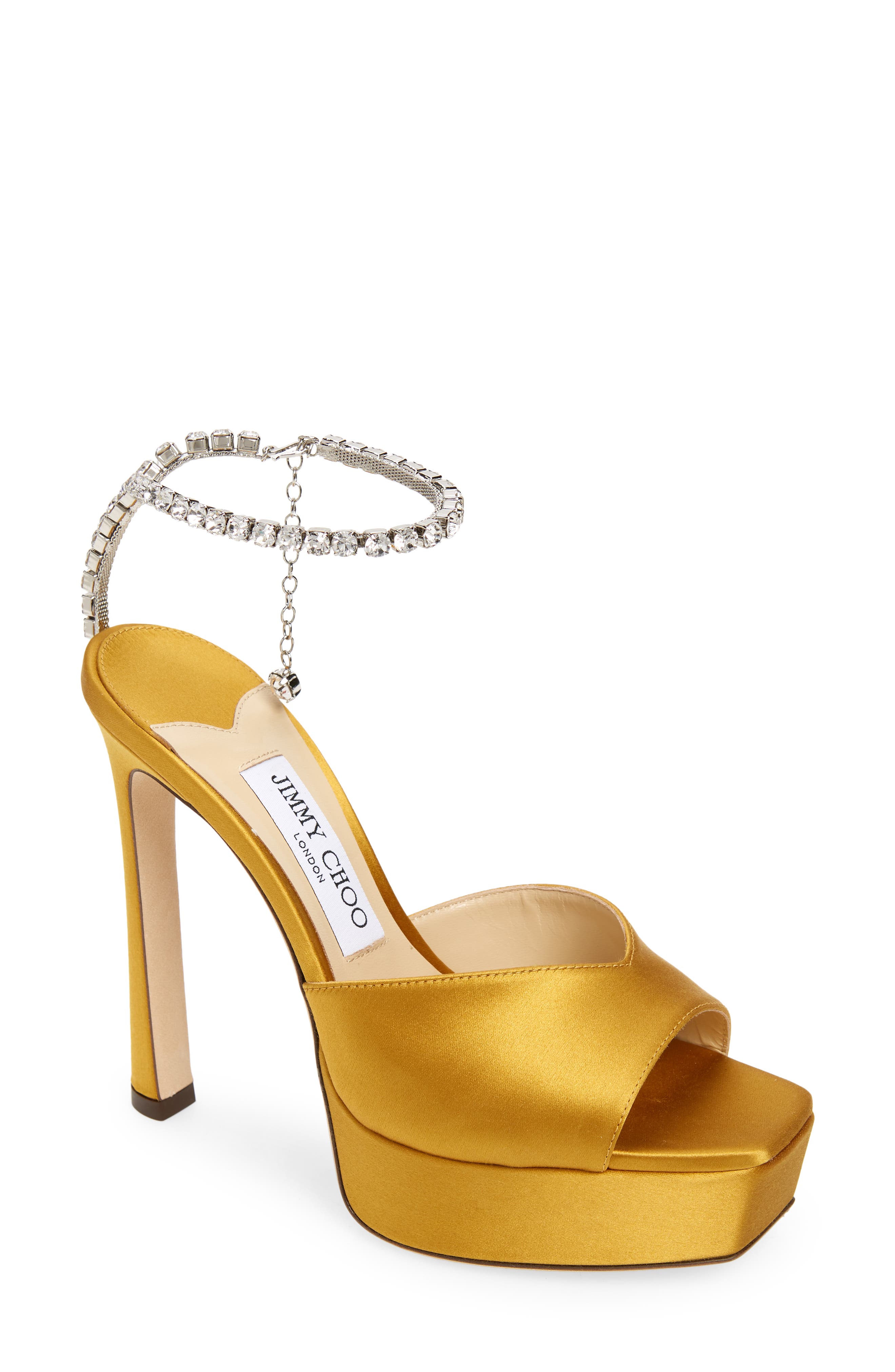 Jimmy Choo Saeda Crystal Ankle Strap Peep Toe Sandal, Main, color, 