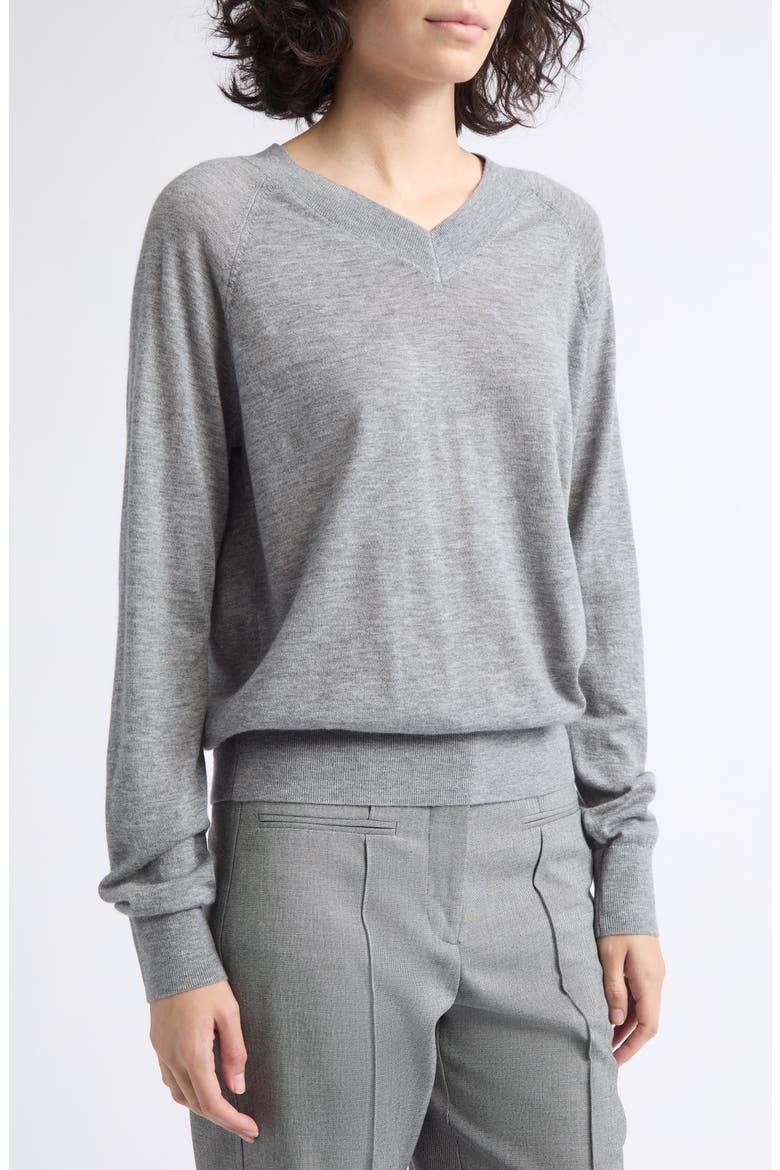 Paris V-Neck Merino Wool Sweater, Alternate, color, GREY