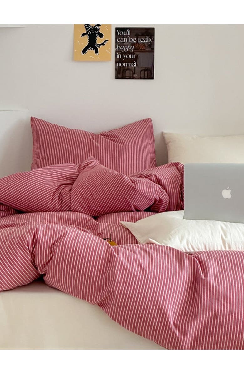 Ever Lasting Thin Striped Soft Breathable Duvet Cover, Alternate, color, Red Striped