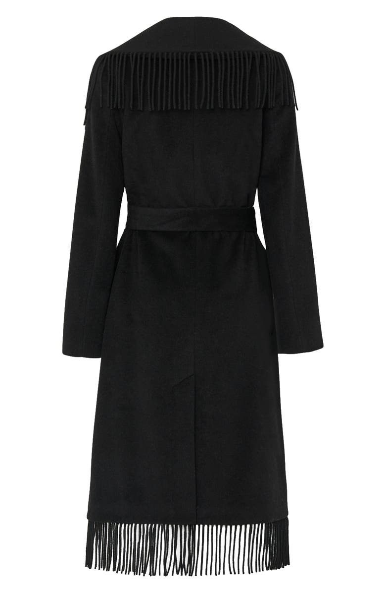 Milly Fringe Trim Wool Blend Coat, Alternate, color,