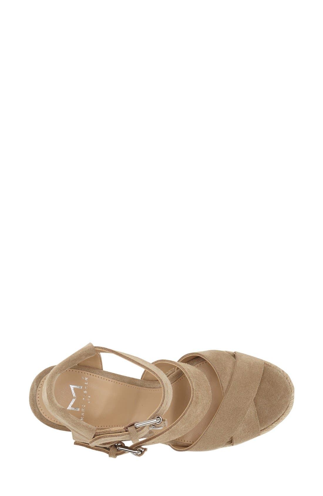 'Karla' Wedge Sandal, Alternate, color, NATURAL SUEDE