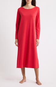 Eileen Fisher Bateau Neck Organic Pima Cotton Midi Dress