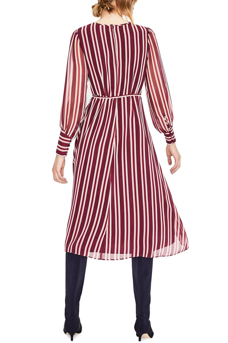 Belted Stripe Midi Dress, Alternate, color, MULLED WINE MILKSHAKE STRIPE