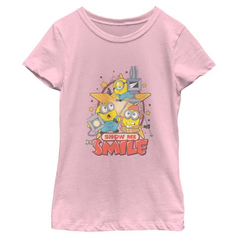 Girl's Minions & Monsters Show Me That Smile  Graphic T-Shirt