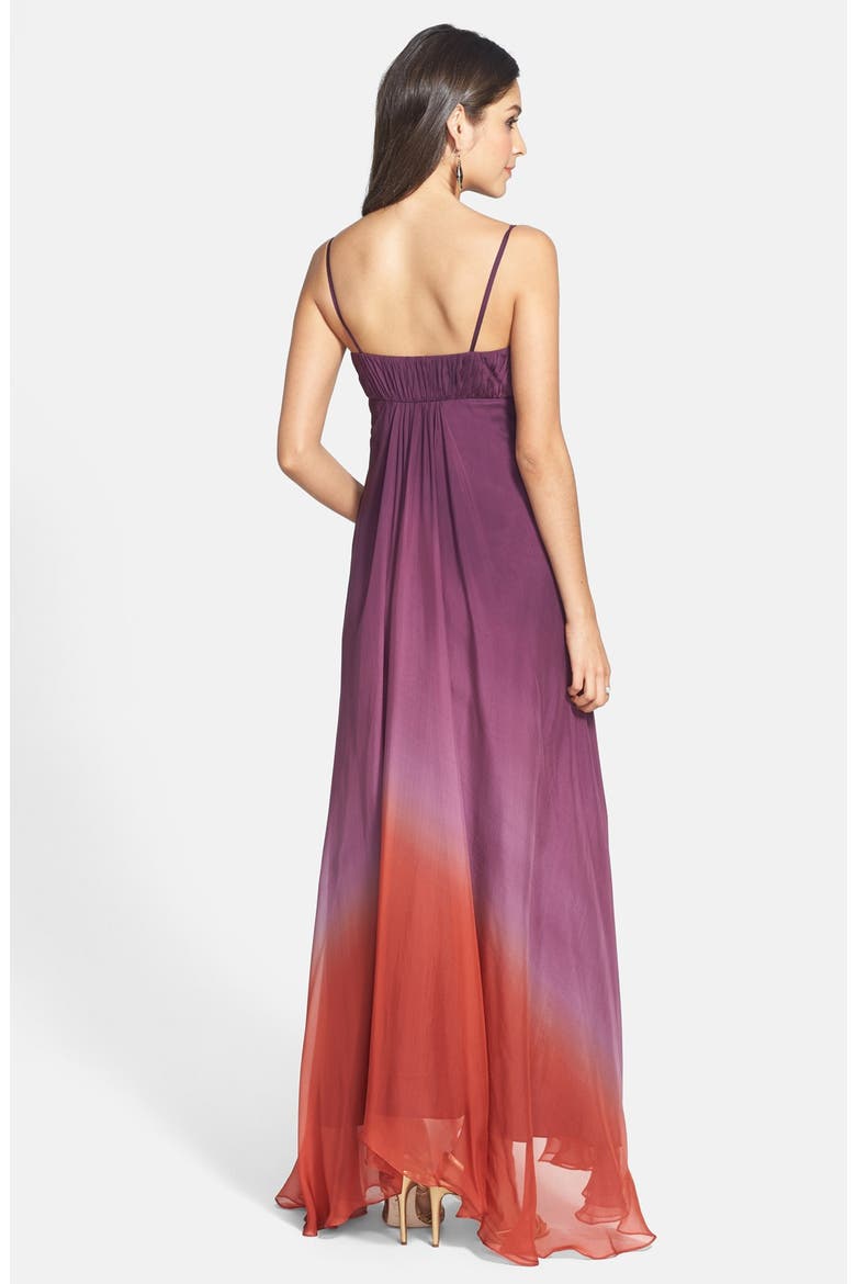 Ombré Chiffon Gown, Alternate, color, PURPLE / ORANGE