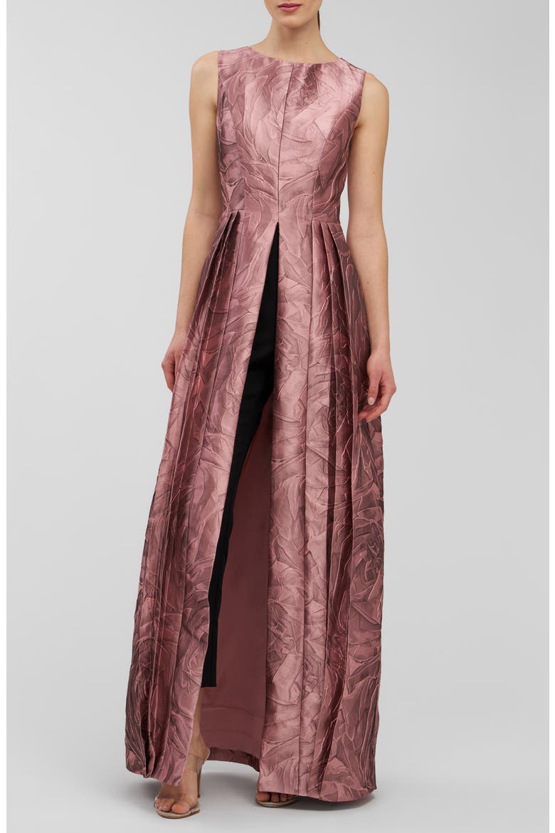 Hazel Metallic Sleeveless Maxi Jumpsuit, Main, color, ROSE GOLD