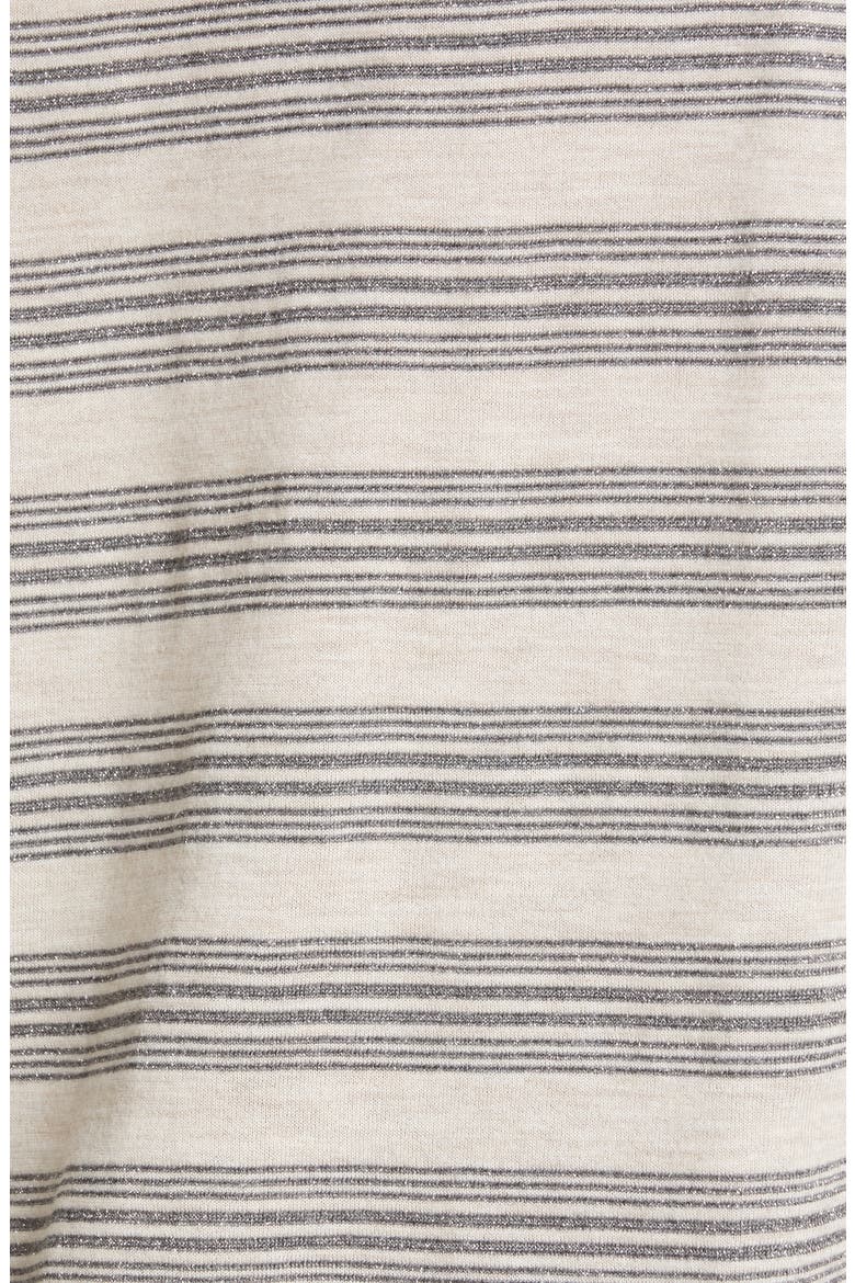Metallic Stripe Wool & Cashmere Sweater Tee, Alternate, color, GRAIN