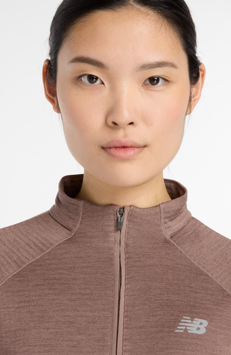 New Balance RC Essential Heat Grid Half Zip Pullover, Alternate, color, Brown