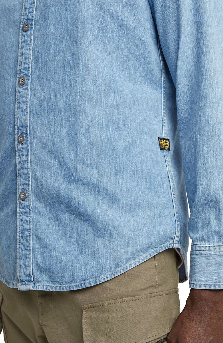 G-STAR Clean Slim Fit Cotton Chambray Button-Up Shirt, Alternate, color, Faded Thames