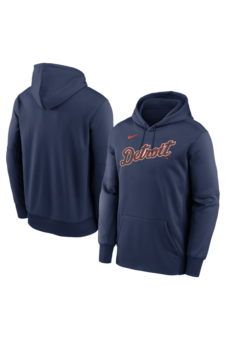 Men's Nike Navy Detroit Tigers Primary Wordmark Therma Hoodie, Main, color, Navy