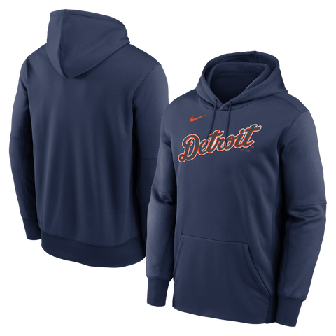 Men's Nike Navy Detroit Tigers Primary Wordmark Therma Hoodie