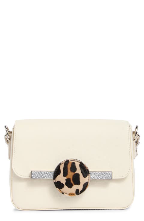 Small Genuine Calf Hair Accent Crossbody Bag